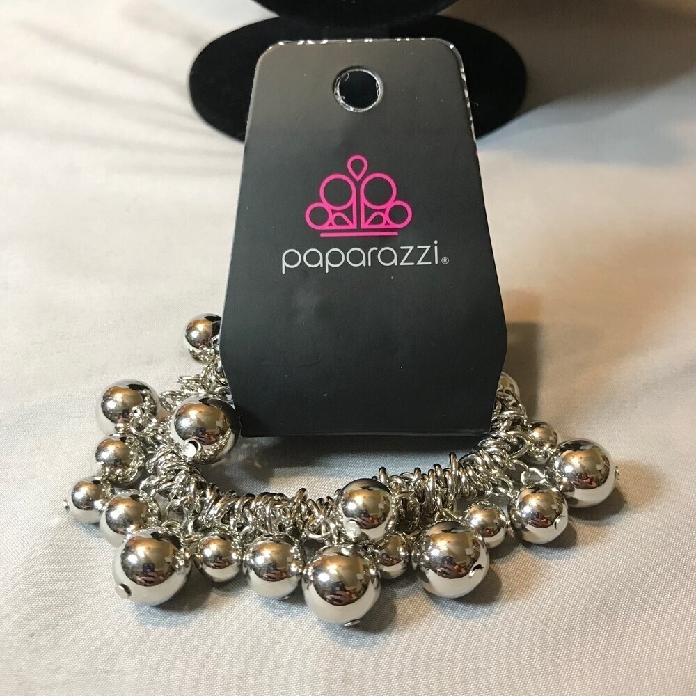Paparazzi Silver Tone Ball Bracelet “ Ballroom Baller “